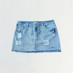 Mudd Light Blue Distressed Mini Skirt